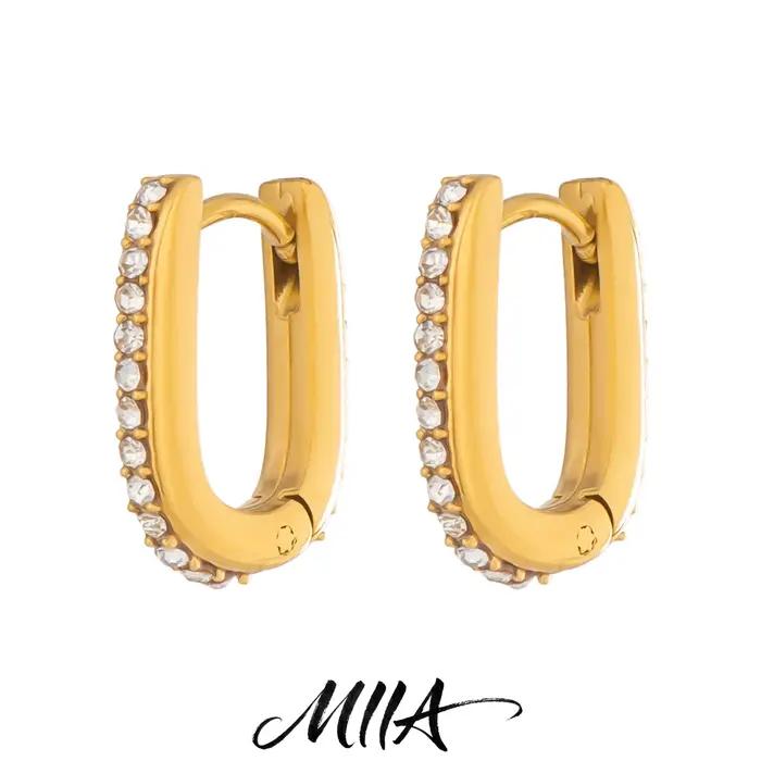 Boucles d'oreilles clous Miia en zircone de haute qualité en forme de U