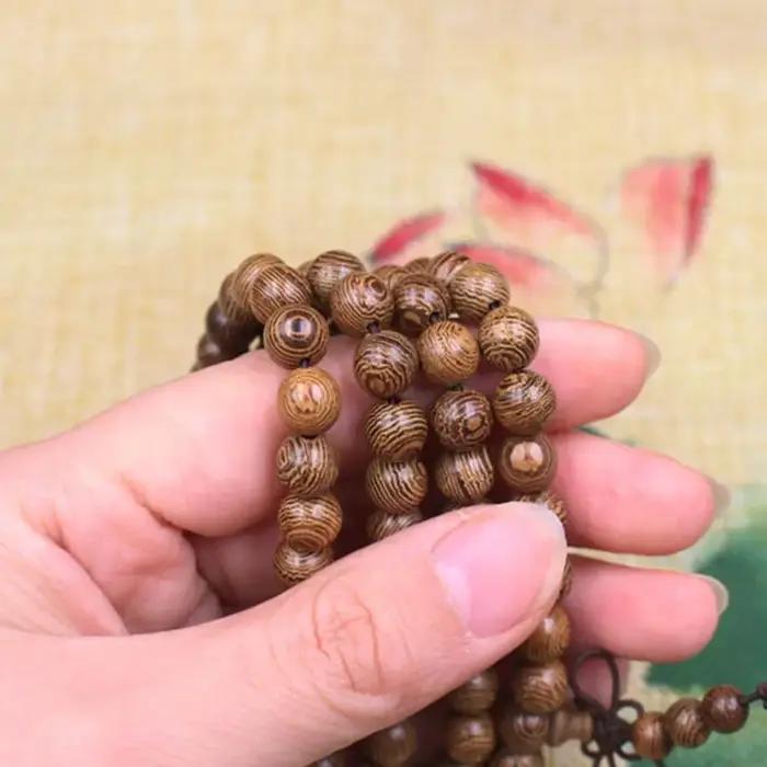 Bracelet Bouddha Mala en Perles de Bois Tibetain Naturel pour Femmes et Hommes Occasions Spirituelles Pratique de Méditation