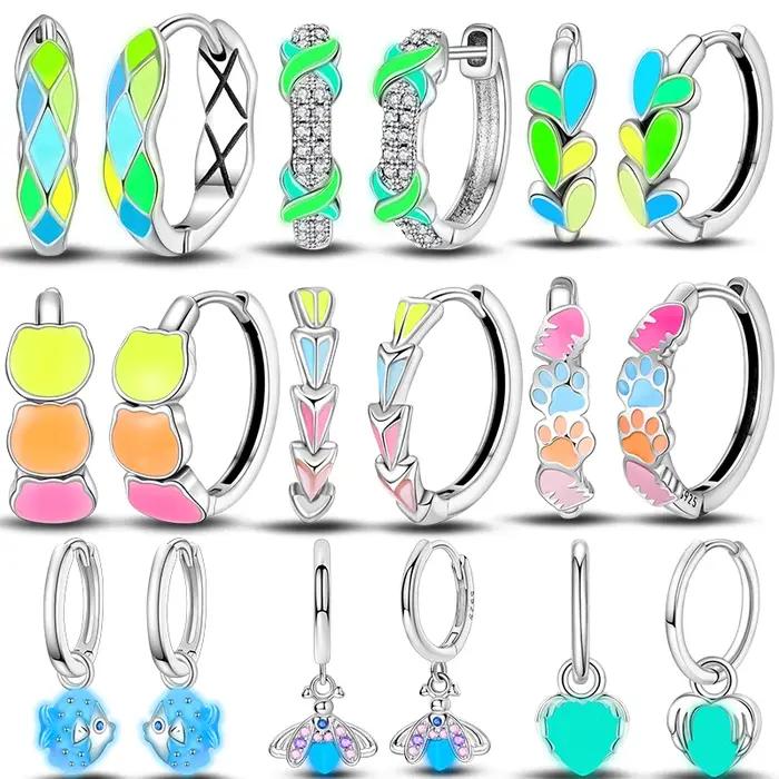 Boucles d'oreilles chat scintillant coloré en argent 2023 véritable