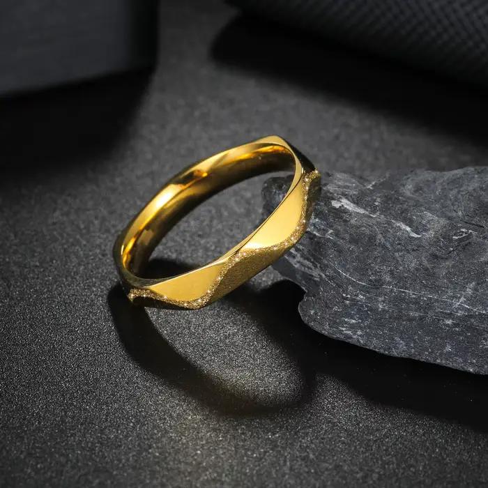 Bague en acier titane en forme de losange pour hommes