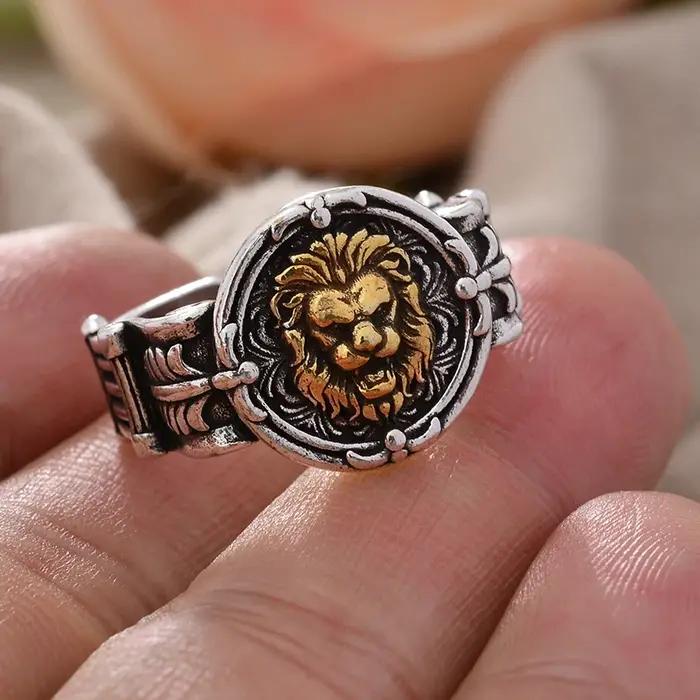 Bague simple tête de Lion Vintage en argent thaïlandais pour homme