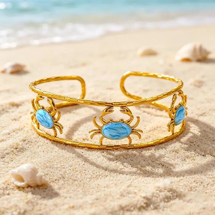 Bracelet double couche en acier inoxydable doré pour femme