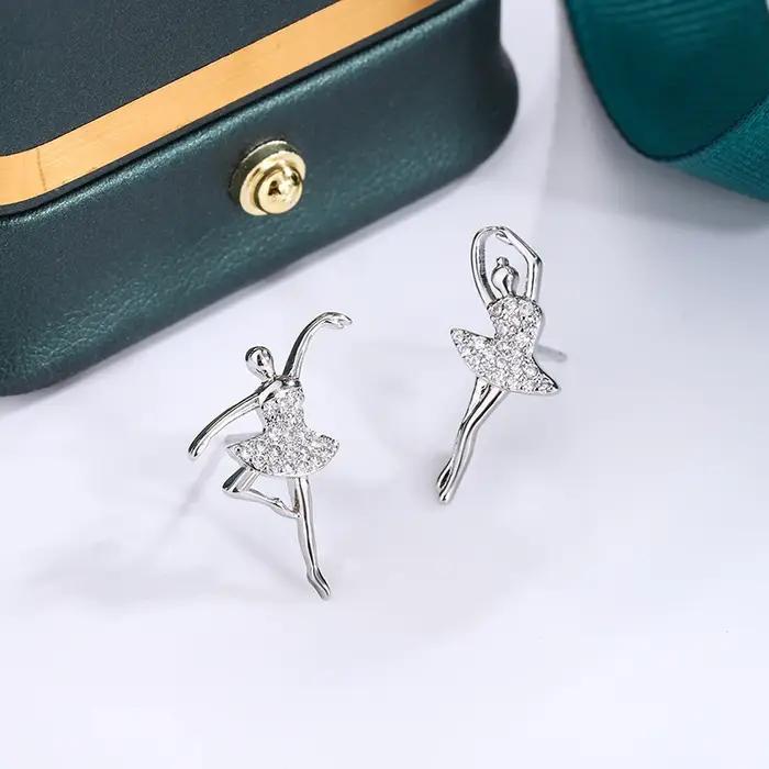Glamour paillettes ballerine boucles d'oreilles Ballet fille bouchons