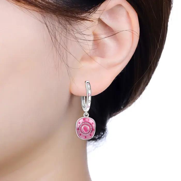 PANPOKI – boucles d'oreilles en argent Sterling 925, denim rose, personnalisées, pour femmes, bijoux originaux, à la mode, pour fête, cadeaux fins