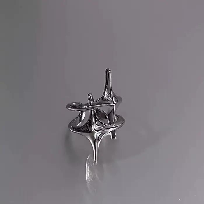 Bague Punk Double Croix Étoile pour Femme et Homme, Hip Hop, Gothique, Argent, Réglable, Ouvert, Y2K, Egirl, ix, Bijoux, Cadeau