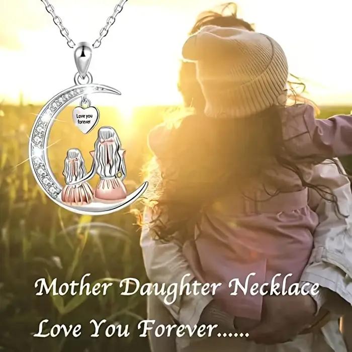 Maman fille lune pendentif collier t'aime pour toujours coeur colliers fête des mères bijoux cadeaux