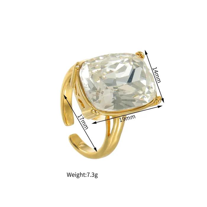 Sifisrri Simple Zircon fleur perlée anneaux pour femmes fille en acier inoxydable bijoux réglable couleur or anneau cadeau de noël