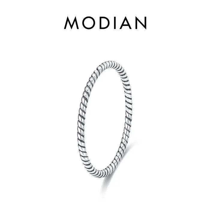 MODIAN 925 en argent Sterling Simple mode empilable anneau classique vague géométrique exquis bagues