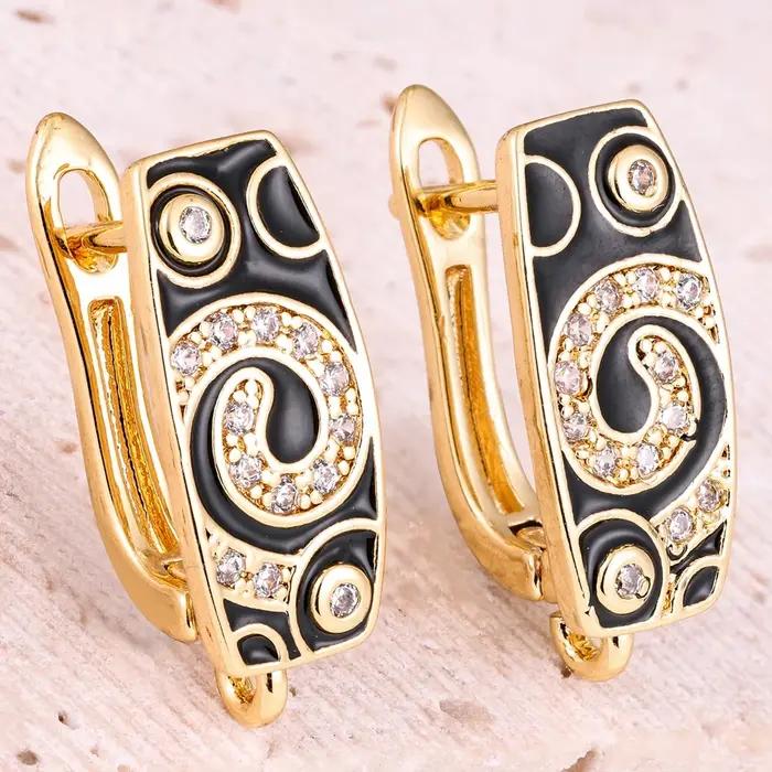 Juya – crochets de boucles d'oreilles décoratifs plaqués or 18 carats