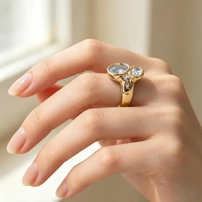 E.B.belle – bague à double tête en Zircon pour femmes
