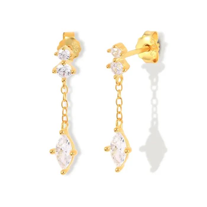 Boucles d'oreilles minimalistes en argent regardé 925 pour femmes