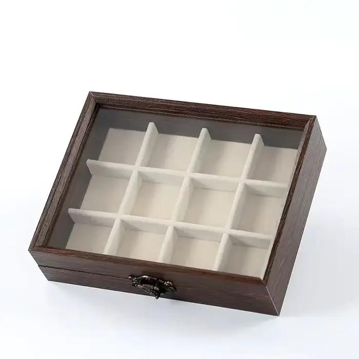 Boîte à bijoux en bois vintage haut de gamme avec plusieurs compartiments pour organiser et ranger des colliers de