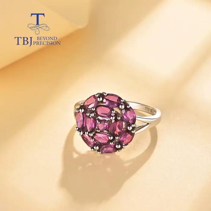 2026, Nouvelle bague en rhodolite garnet ronde, style mode luxe léger, bijoux en argent sterling 925 pour femmes