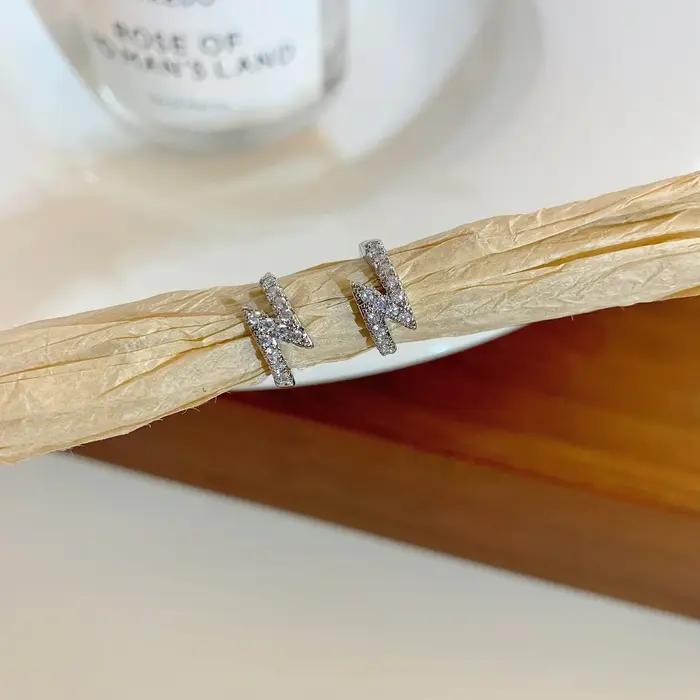 Boucles d'oreilles éclair en argent Sterling 925, Zircon Simple de tempérament pour femmes, accessoi
