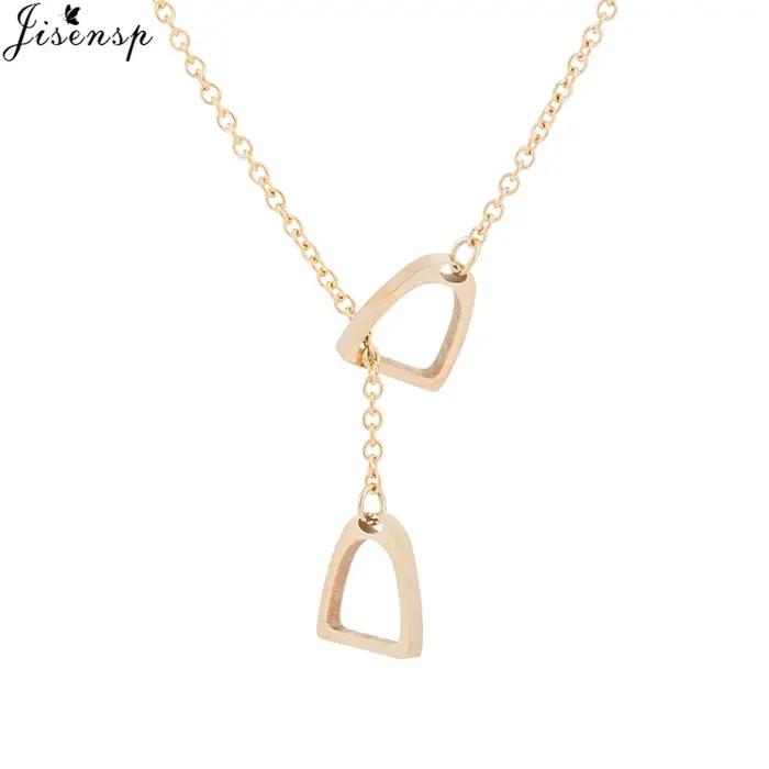Collier long en acier inoxydable avec pendentif fer à cheval porte-bonheur pour femmes et hommes, co
