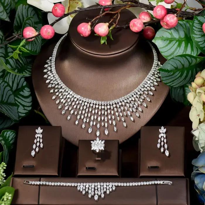 HIBRIDE Top Blanc Cubique contre-indiqué Conia Patients Brcorporelle Gland Collier Bijoux Ensembles Pour Robe De Soirée De Mariage Accessoires N-1503