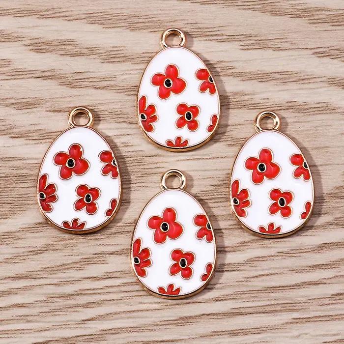 Breloques colorées en forme d'animaux de dessin animé, pour la fabrication de bijoux, lapin, dinosaure, œuf de pâques, pendentifs pour colliers et boucles d'oreilles, DIY, 10 pièces
