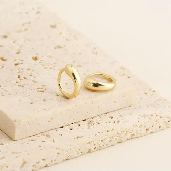 WANTME 925 en argent Sterling mode Simple Punk français Huggies boucles d'oreilles pour les femmes élégant polyvalent