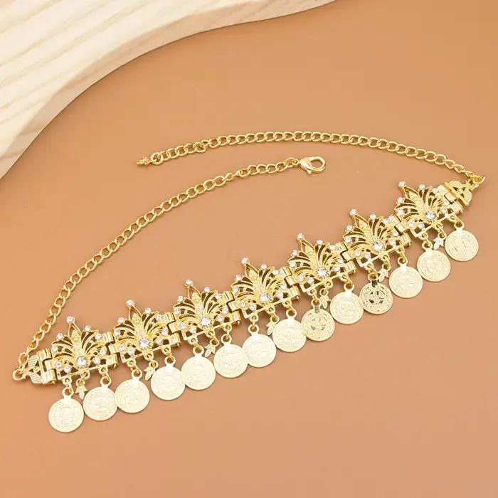 Sunspicems couleur or classique algérien traditionnel bijoux femmes chaîne de cheveux bandeau collier ras du cou motif creux arabe