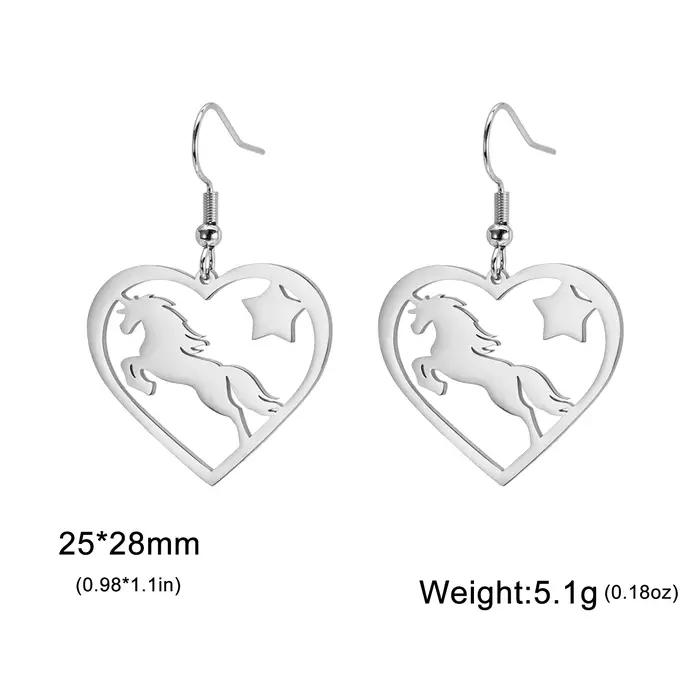 Unift Boucles d'Oreilles Etoile Nairobi Orn Horse avec Cœur pour Femme