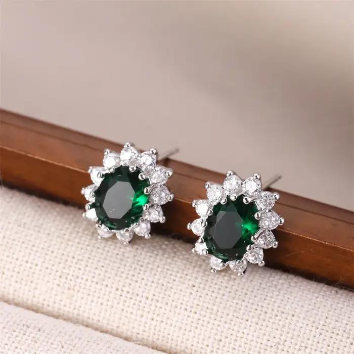 Boucles d'oreilles ovales en pierre pour femmes