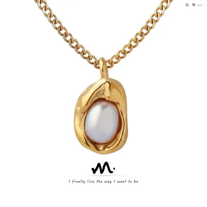 Collier pendentif en perles incrustées pour femmes