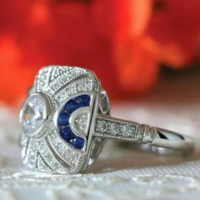 Bague Creuse en Argent Sterling 925 Sertie de Zircone Blanche Élégante Accessoire de Mode pour Femme Occasions Spéciales