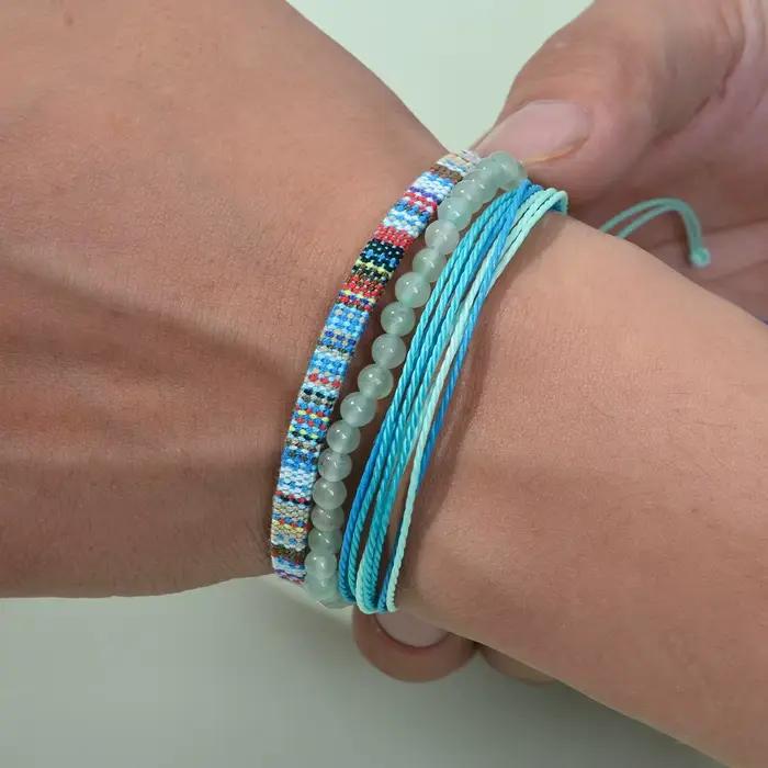 3 pièces Bracelet bohème Bracelet réglable surf Bracelet d'amitié fait à la main chaîne océan plage Bracelet bohème