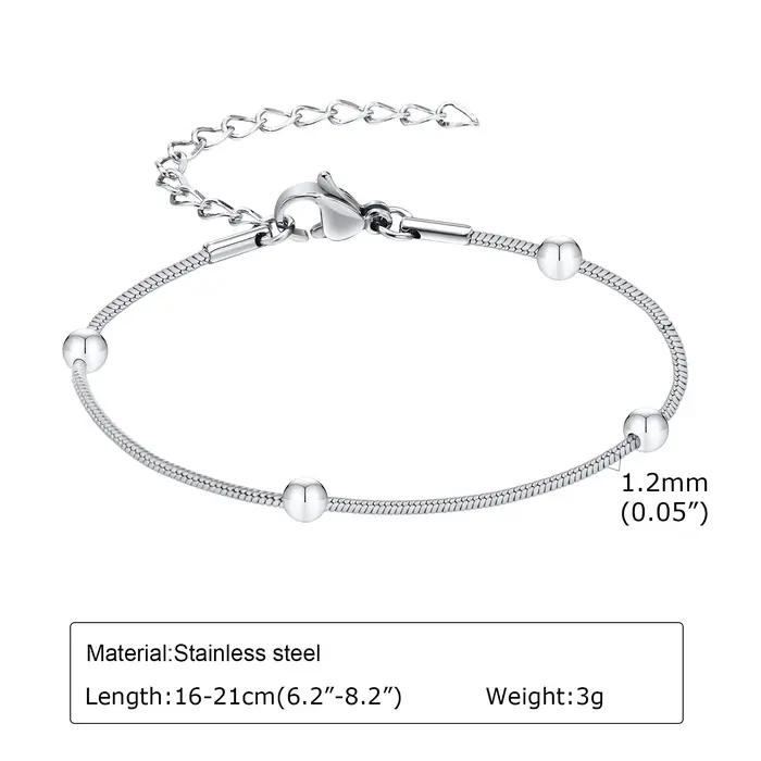 Bracelet chaîne pour femme couleur argent, bracelets empilables en acier inoxydable, cadeaux superposés résistants à l'eau