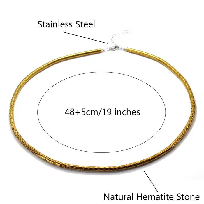Collier de perles en pierre d'hématite exquise pour hommes, 4 Styles, couleur argent or, 19 pouces, collier court, bijoux, accessoires de loisirs de richesse