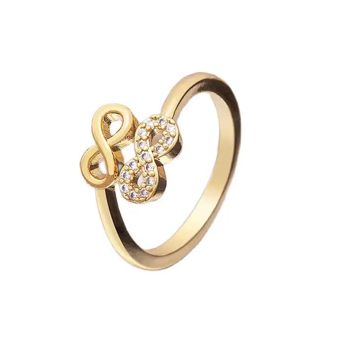 Bague Nidin en cuivre CZ arc-en-ciel pour femmes, design infini créatif, style hip-hop rock, bijou de fête, fiançailles et mariage réglable