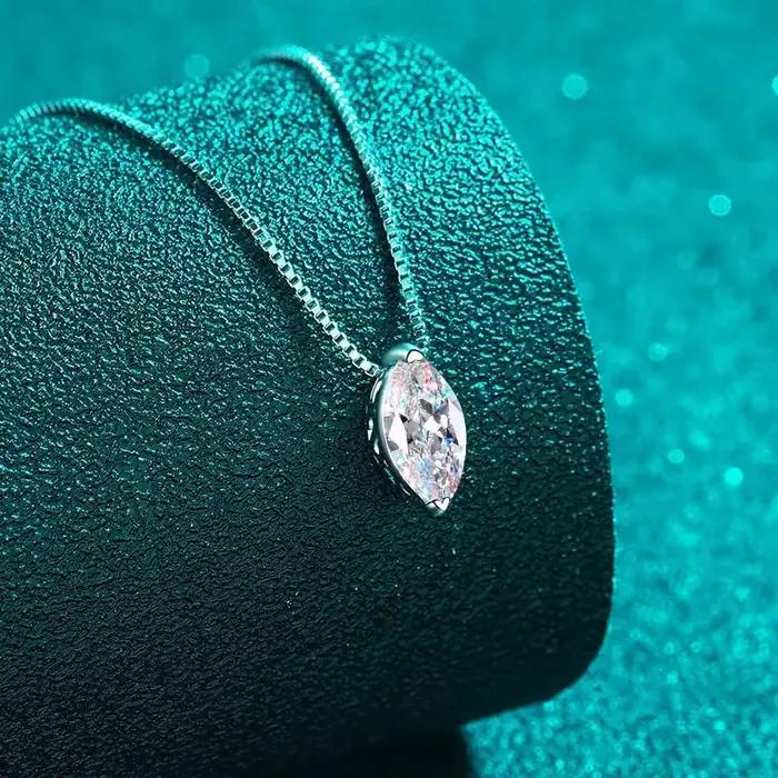 Collier de clavicule en moissanite marquise 1 carat argent sterling 925 pour femmes occasions spéciales anniversaire automne hiver