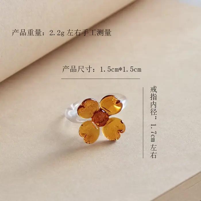 Bague en verre émaillé fait à la main pour femmes, 1 pièce, exquise, petite belle marguerite, fleur,
