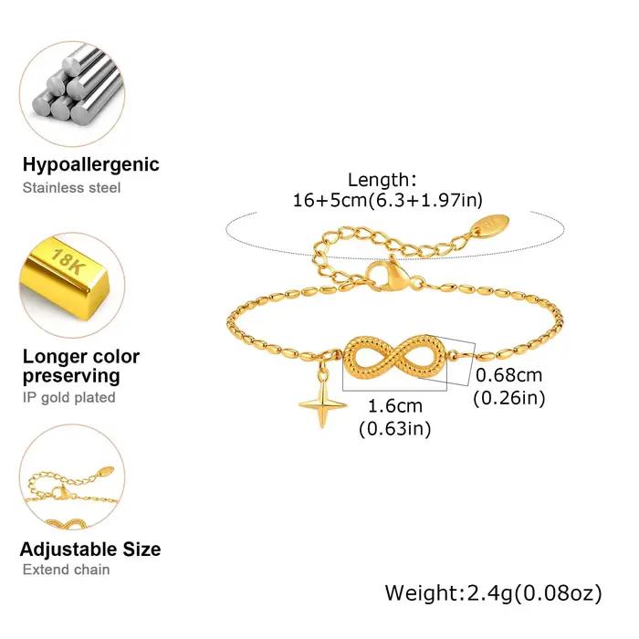 Bracelet simple avec symbole d'étoile infinie pour femmes