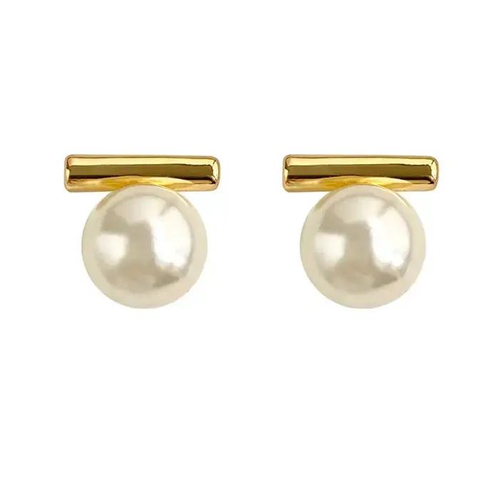 Boucles d'oreilles rondes en perles argentées pour femmes, bijoux classiques à la mode, accessoires