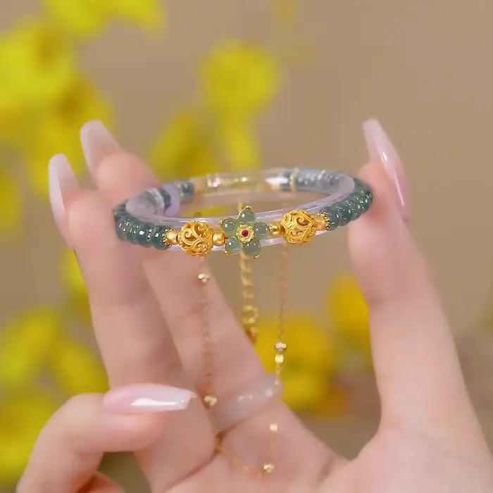 Bracelet en corde rouge d'hortensia pour fille
