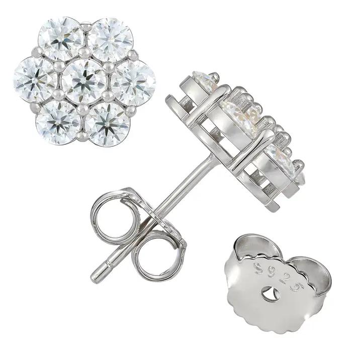 ICEBLING Promotion Boucles d'oreilles clous en argent sterling 925 avec moissanite VVS motif floral,