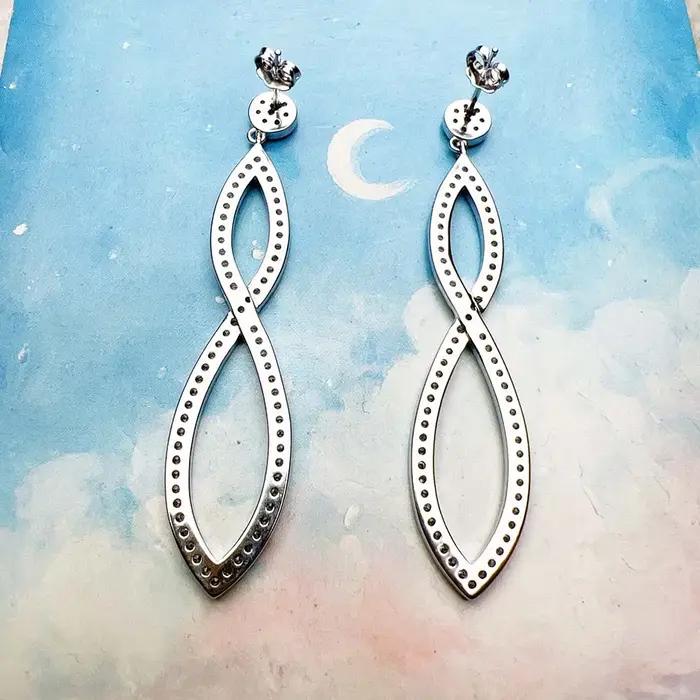 Boucle d'oreille goutte éternité pierre blanche cadeau classique pour les femmes de haute qualité 925 en argent Sterling bijoux fins