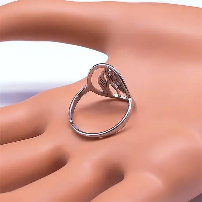 AFAWA cheval anneaux pour femmes hommes acier inoxydable couleur argent Animal ouverture réglable anneau