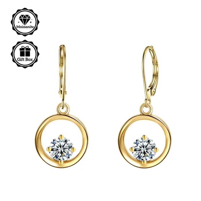 LAMVOICE bijoux pour femmes/boucles d'oreilles avec moissanite 1 carat hypoallergénique crochet bouc
