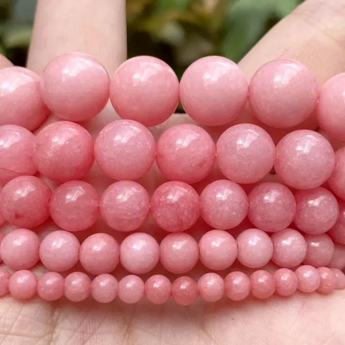 Perles rondes en Rhodonite rouge naturelle
