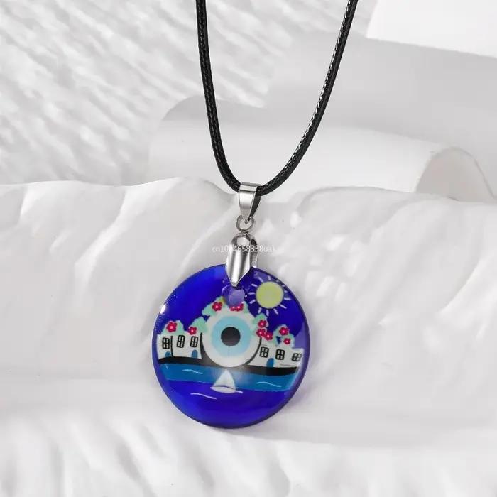 Collier ULBoho Flower Blue Evil Eyes pour hommes et femmes