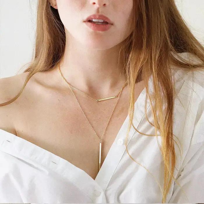 Collier Monogramme en Acier Inoxydable Plaqué Or Classique Pour Femme Occasions Spéciales Anniversaire Bureau École Fête