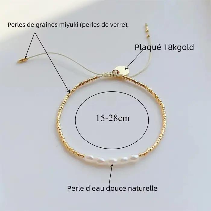 KKBEAD Miyuki Bracelets pour Femme cadeau de luxe Bracelet de perles naturelles couleur or perles Simple mince Pulseras Femme bijoux de mode