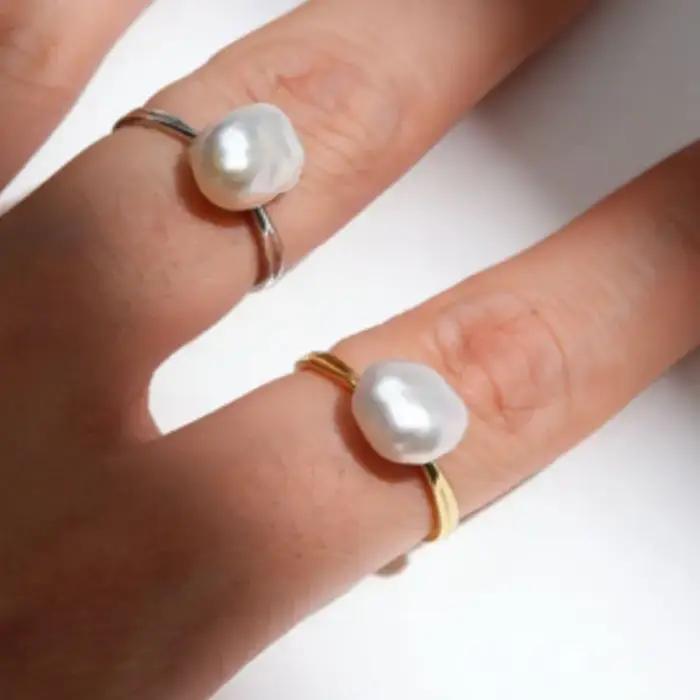 Bague en perles baroques naturelles
