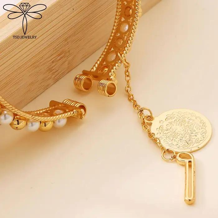 Bracelet de perles plaqué or élégant pour femmes bijoux de mariage nigérians et habesha occasions spéciales or jaune clair rhodium