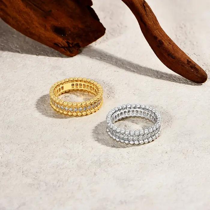 Bague classique plaquée argent 925 pour femmes - Bijou simple en zircon pour un usage quotidien et des cadeaux commémoratifs