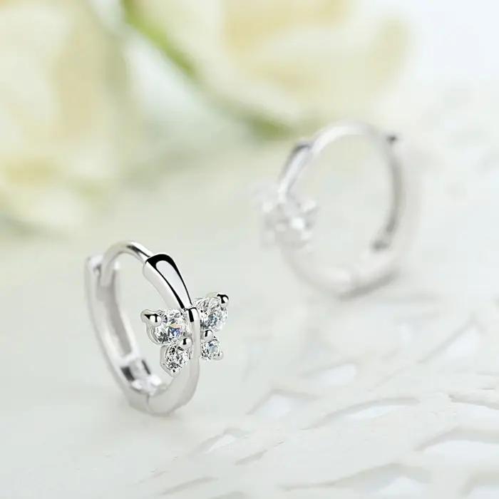 Boucles d'oreilles papillon en argent 925 et zircone