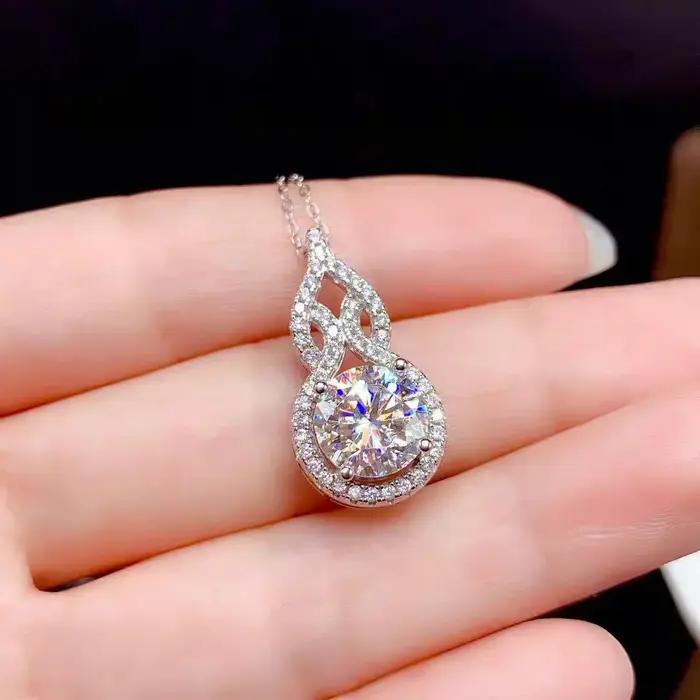 Collier en argent sterling 925 serti de Moissonite D color VVS1 pour femmes romantique et élégant pour mariage et occasions spéciales