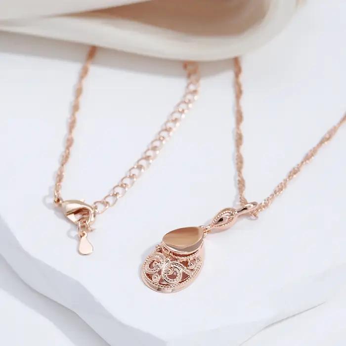 SYOUJYO Vintage 585 couleur or Rose pendentif colliers pour femmes brillant Simple goutte d'eau ethnique mariée bijoux de mariage